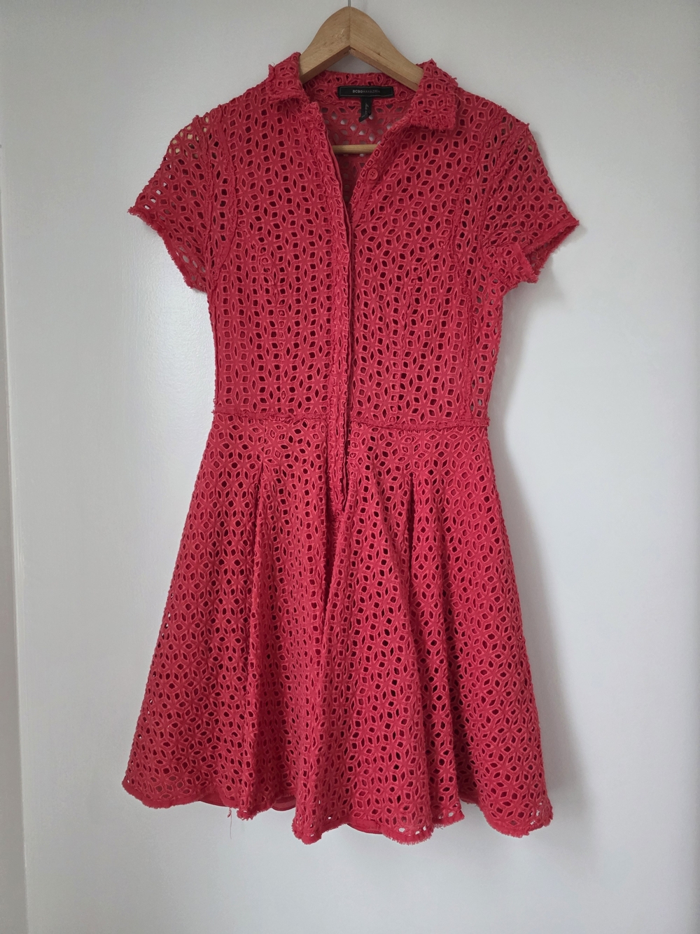 BCBGMaxAzria Red Eyelet Fit & Flare Mini Dress